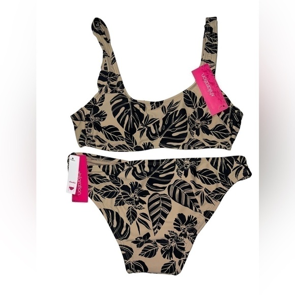Xhilaration bikini set. Tan color with palm print. Size S(0-2) - Picture 2 of 10